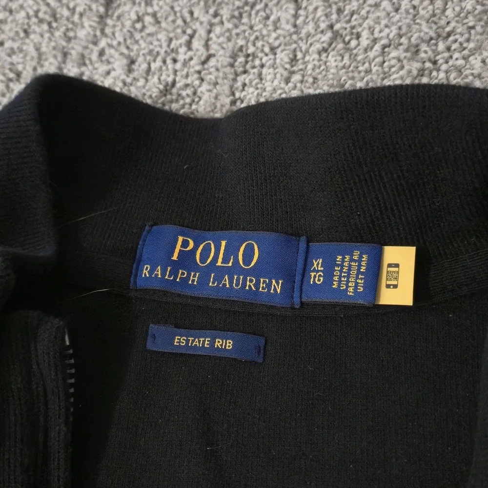 Polo Ralph Lauren Men's XL Sweater Estate Rib Black Snowflake Quarter 1/4 Zip